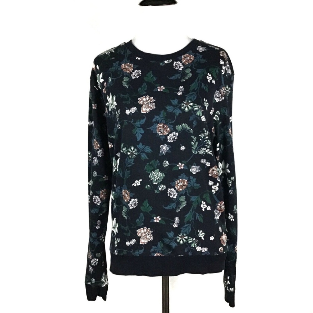 H&M Divided Floral Navy Blue Sweatshirt Oversize S - Picture 1 of 7